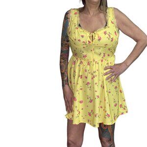 Sz.L*Shein*Yellow/Pink Floral Mini Dress